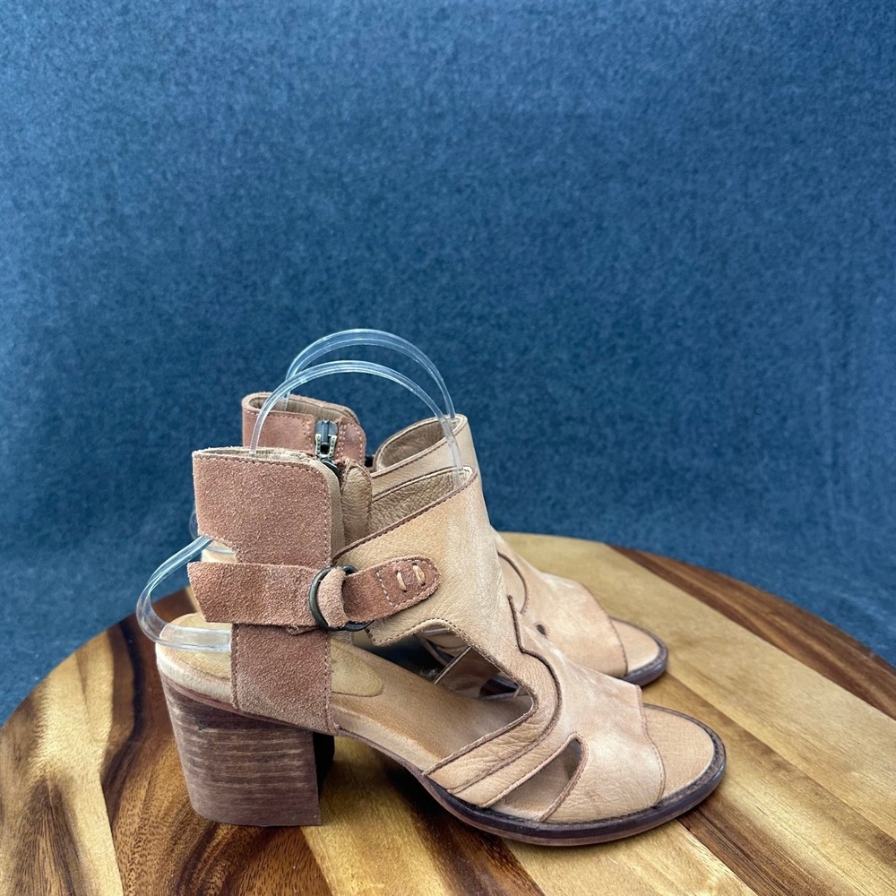 Veracruz Artisans Womens Sz 7 EU 37 Tan Leather Suede Block Heel Sandals